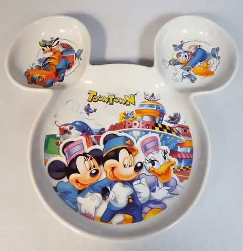 Mickey Mouse `ToonTown` chip and dip plate - Made in P.R.C