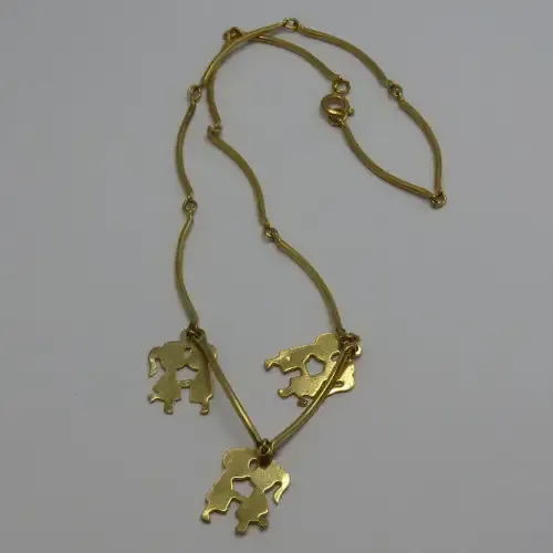 Vintage goldplated necklace with peanuts characters plus extra silver color necklace - Length 19 cm