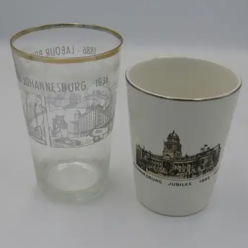 Lot of 2 Johannesburg jubilee 1886 - 1936 glasses