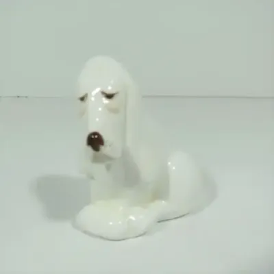 Vintage Coalport white porcelain dog figurine
