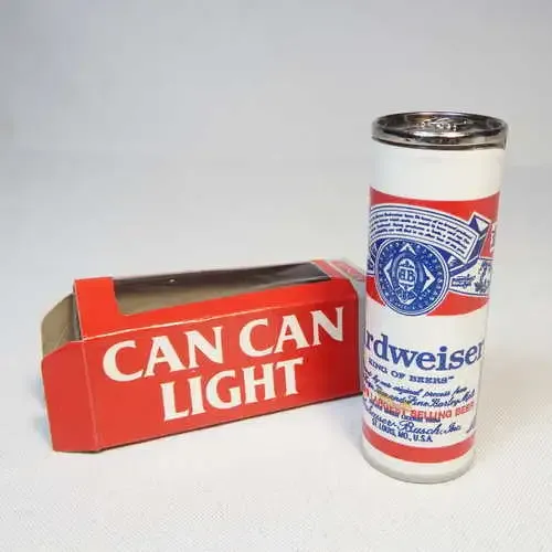 Tom-Lite Birdweiser `can can light` can shaped pocket gas lighter with original box