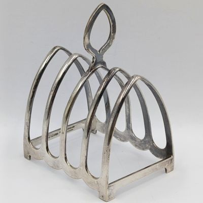 Antique silverplated 4-slice toast rack