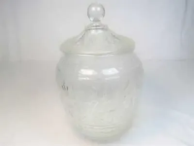 Glass cookie jar with floral pattern - Some tiny chips on the inside of opening rim