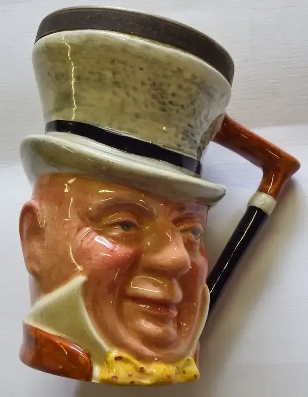 Mr. Micawber Sandlands ware character mug with EPNS rim