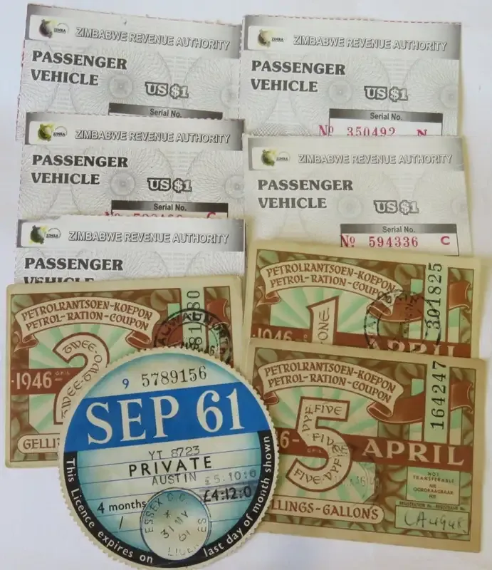 Lot of vehicle licenses, tokens and coupons