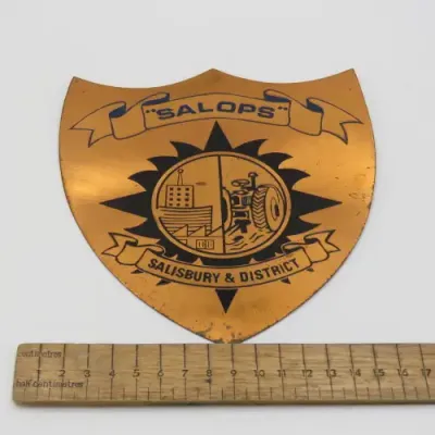 Rhodesia SALOPS Salisbury and District copper plaque