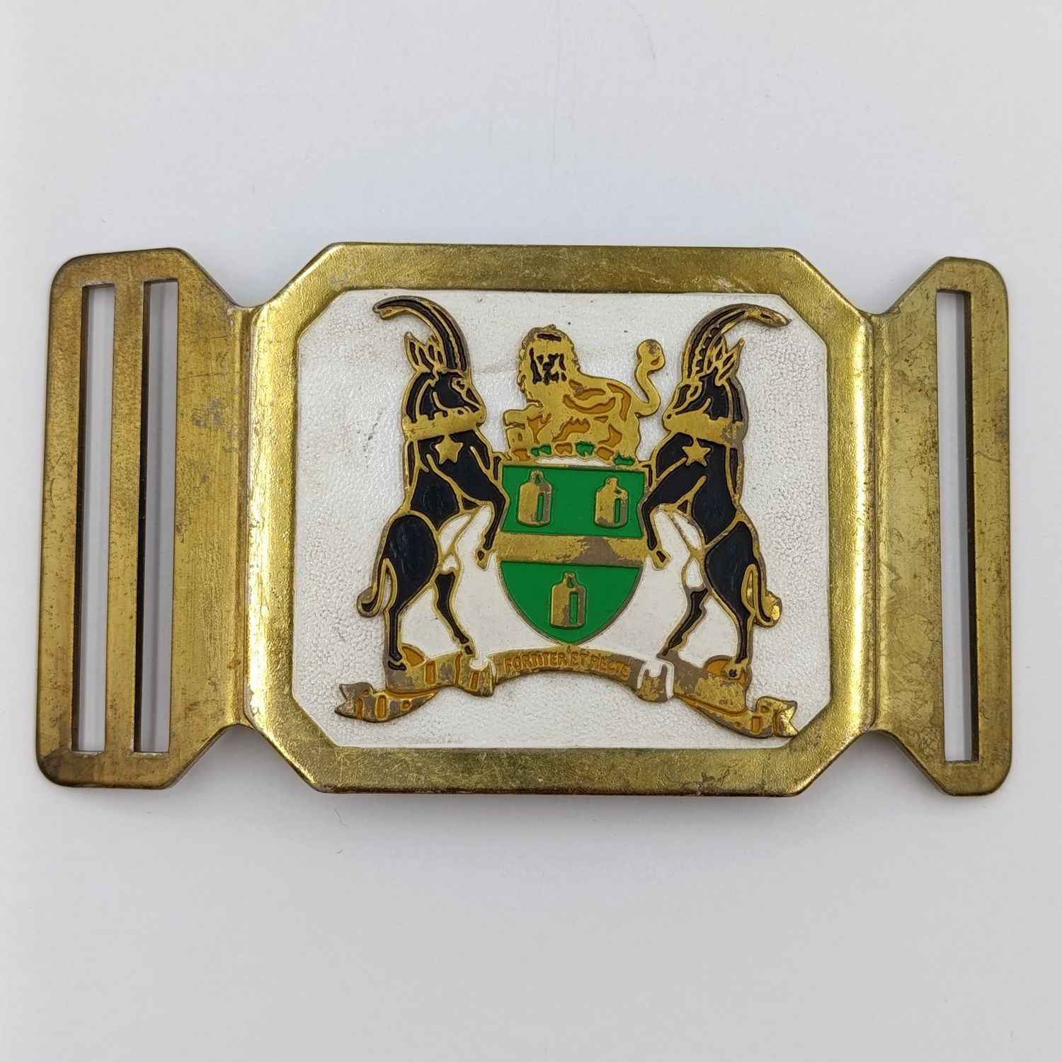 Unusual Johannesburg coat of arms stable belt buckle