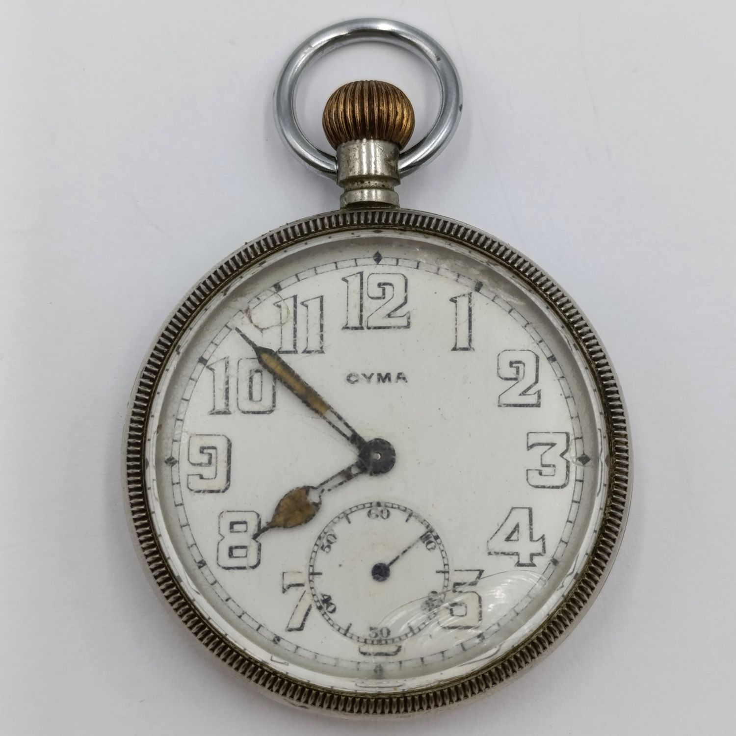 Vintage Cyma pocket watch with Nickel case - working