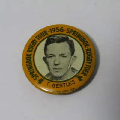 1956 Springbok Rugby tour Tommy Gentles tinnie badge