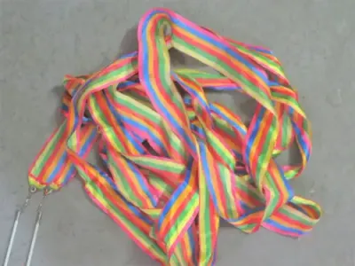 Pair of cheerleader dance ribbons with grip sticks