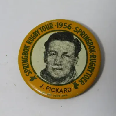 1956 Springbok Rugby tour Jan Pickard tinnie badge