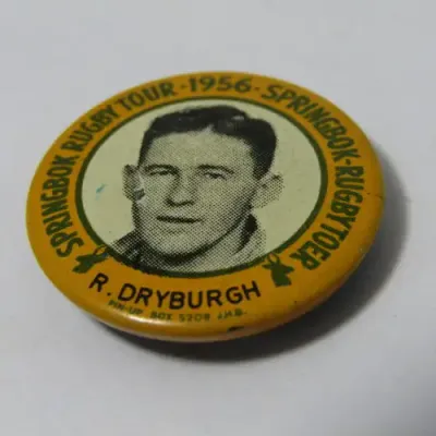 1956 Springbok Rugby tour Roy Dryburgh tinnie badge