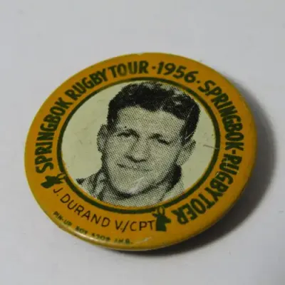 1956 Springbok Rugby tour Jacobus du Rand (vice Captain) tinnie badge