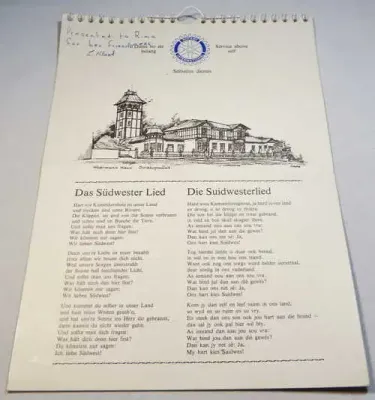Vintage Die Suidwesterlied Birthday Calendar Issued by Rotary International