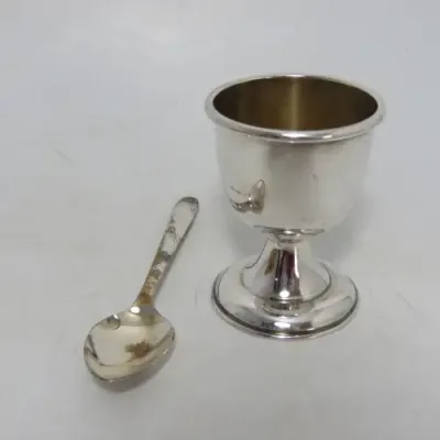 Vintage silverplated Christening cup and spoon