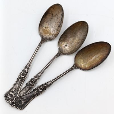 Lot of 3 Wm A ROGERS SXR large tablespoons - marked Patent of 1708