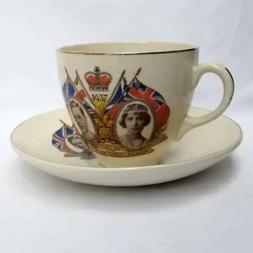 1937 King George VI coronation cup and saucer - Bergess ware