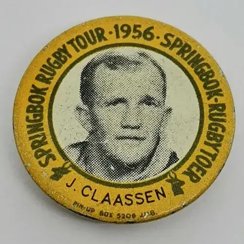 1956 Springbok Rugby tour John Claassen tinnie badge