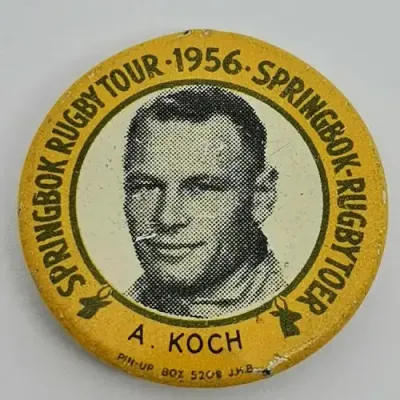1956 Springbok Rugby tour Chris Kock tinnie badge