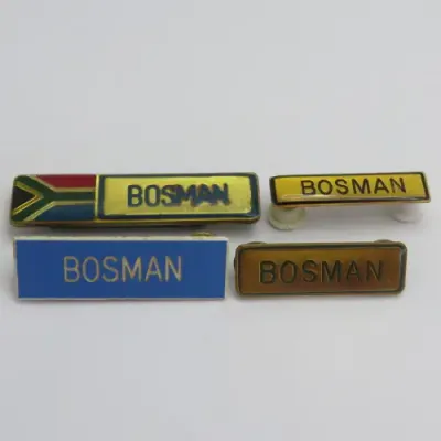 Lot of 4 Name tags for `Bosman` - SA Air Force