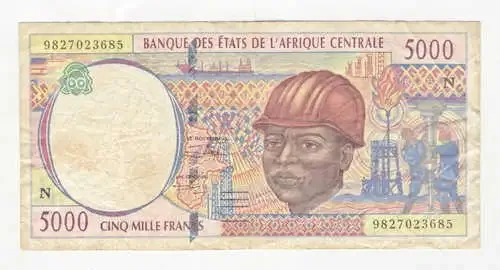Central Africa Bank 5000 Franc - Decent note