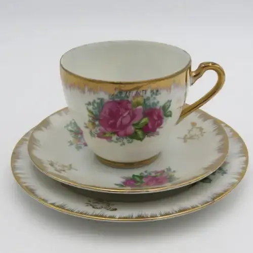 Floral Design porcelain tea trio