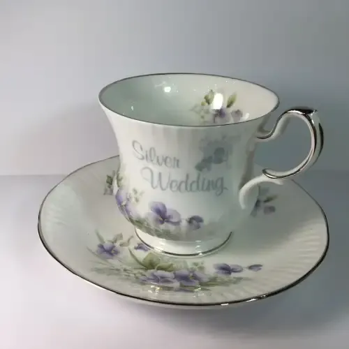 Queens China Silver Wedding porcelain duo
