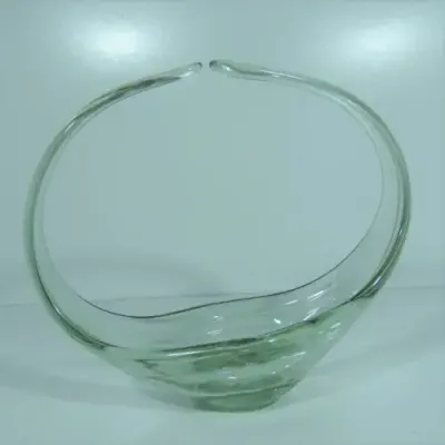 Spanish handmade glass sweets basket - Small chip at base