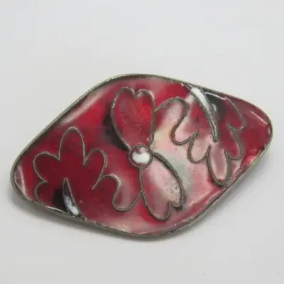 Vintage Enameled costume jewellery brooch - Chipped