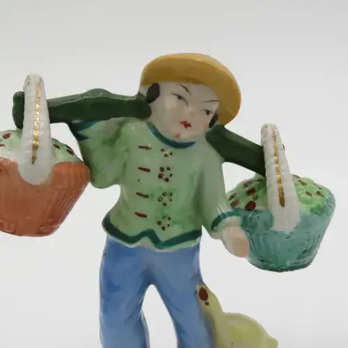 Vintage porcelain Chinese farmer salt and pepper shakers