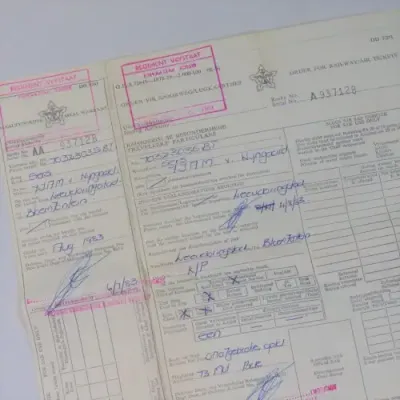 SADF order for Railway/Air tickets to sergeant FJAM van Wyngaard
