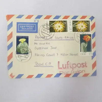 Postal History - Airmail cover from Schmolln, Germany to Paarl, South Africa