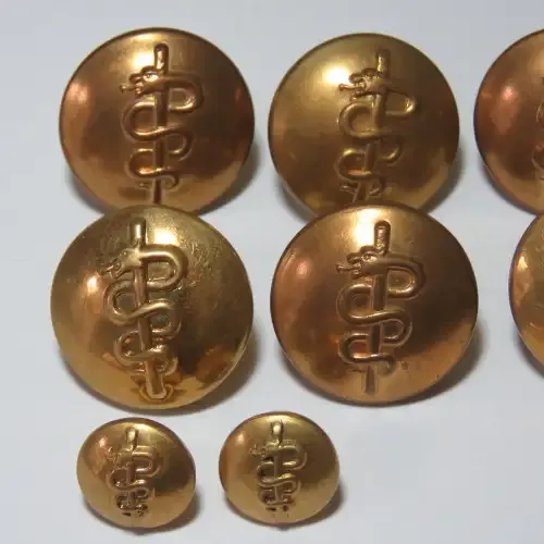 SA Medical Corps buttons lot of 8 - 6 Uniform and 2 epaulette