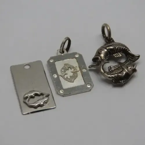 Lot of 3 Pisces Zodiac pendants - Some silver