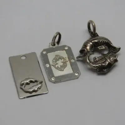 Lot of 3 Pisces Zodiac pendants - Some silver