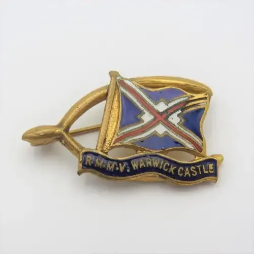 Vintage RMMV Warwick castle good luck pin badge