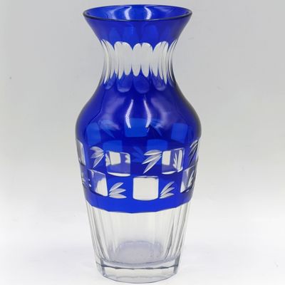 Vintage Cobalt blue cut to clear crystal vase