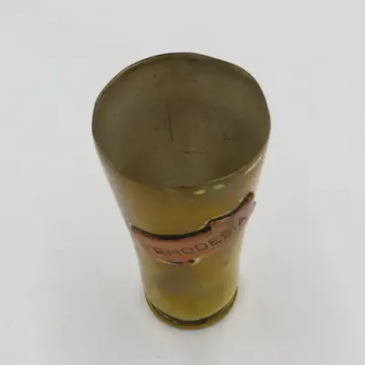 Vintage Rhodesia trench art shot glass made of bullet casing