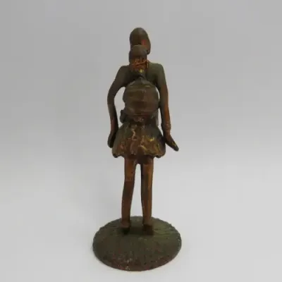 Copper figurine African woman with baby