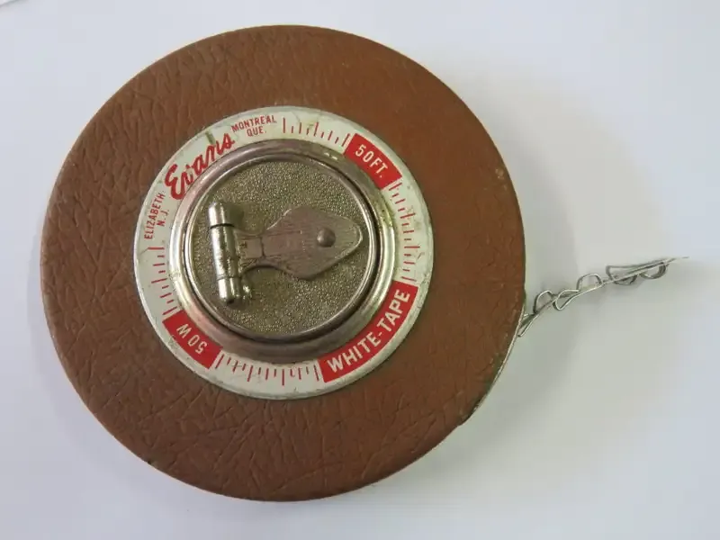 Vintage Evans 5 feet metal measuring tape - Tip ring missing