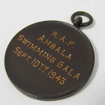 WW2 Royal Air Force Ambala swimming gala medallion - Sept 10th 1943