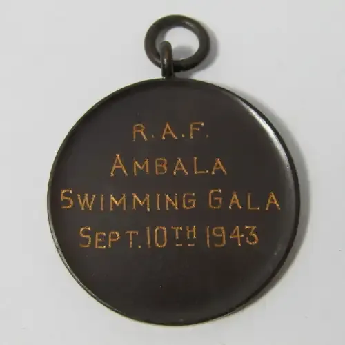 WW2 Royal Air Force Ambala swimming gala medallion - Sept 10th 1943
