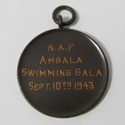 WW2 Royal Air Force Ambala swimming gala medallion - Sept 10th 1943