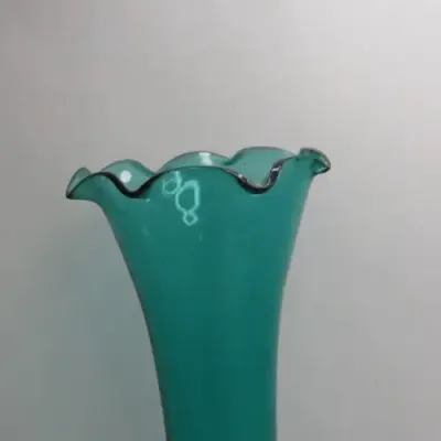 Vintage green crackled glass flower vase