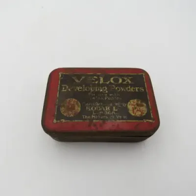 Vintage Velox developing powders made by Kodak in original tin