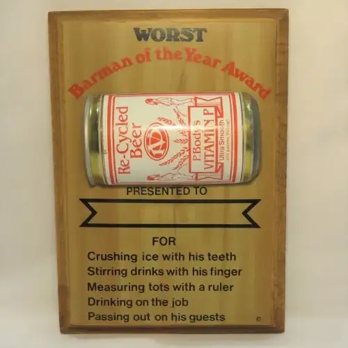 Worst Barman of the year award - Vintage