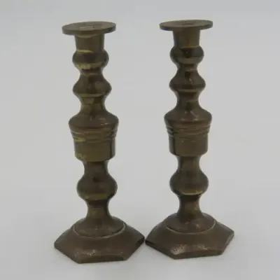 Pair of Miniature brass candle sticks