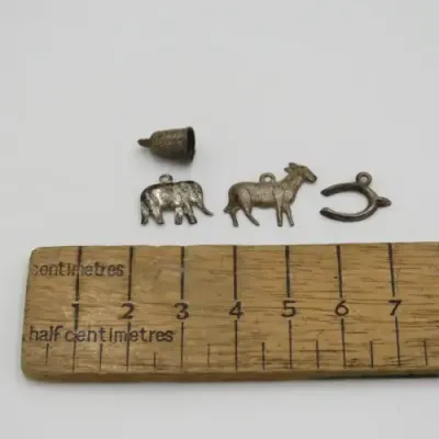 Lot of 4 antique Christmas pudding charms