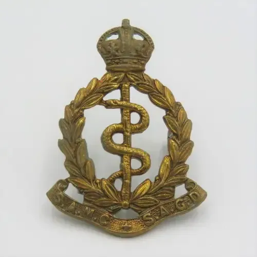 WW2 SA Medical Corps collar badge with King`s crown