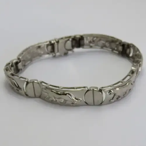 Costume silver look-alike bracelet with leopard